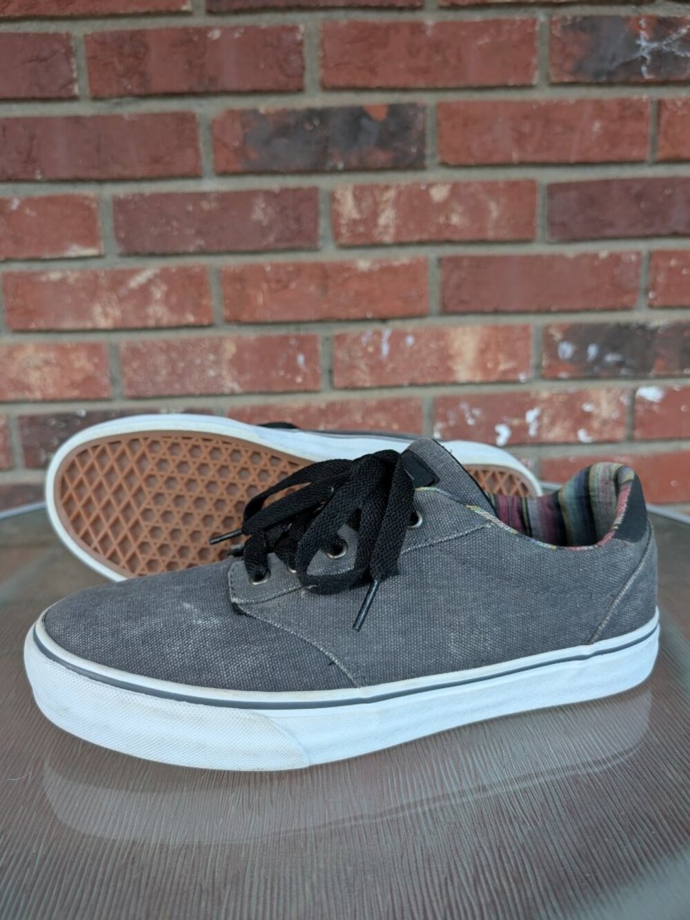 Men's VANS Grey Canvas Skate Sneakers Shoes Size 9.5